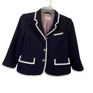 Thom Browne for Neiman Marcus Womens Navy Wool Sailor Crop Jacket XL
